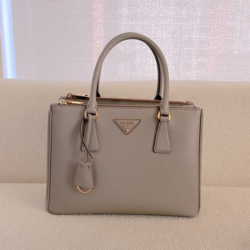 Gray Medium Prada Galleria Saffiano Leather Bag